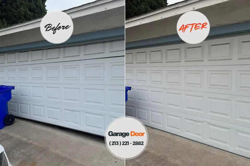 Before and after: garage door repair Lake Ripley, WI